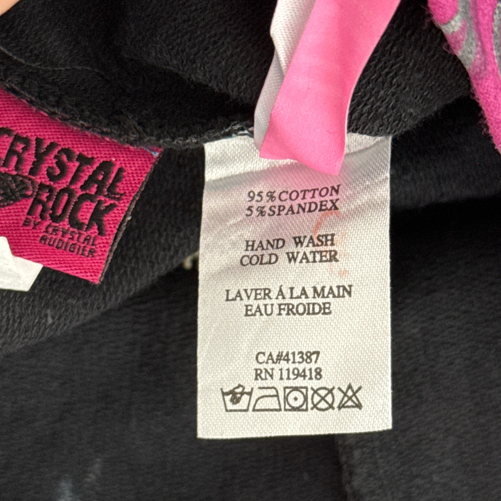 Christian Audigier Y2K Jacket Womens XS Crystal Rock Rhinestone Hair Hoodie NEW - Picture 10 of 13